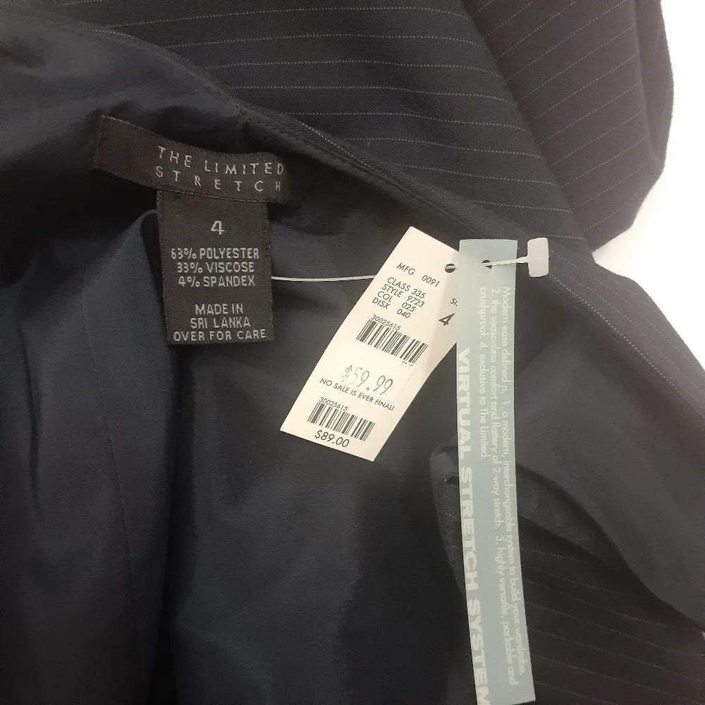 The Limited Women's Dress Navy Pinstripe Wrap V Neck Blue‎ Vintage Y2K Size 4 - Picture 5 of 8